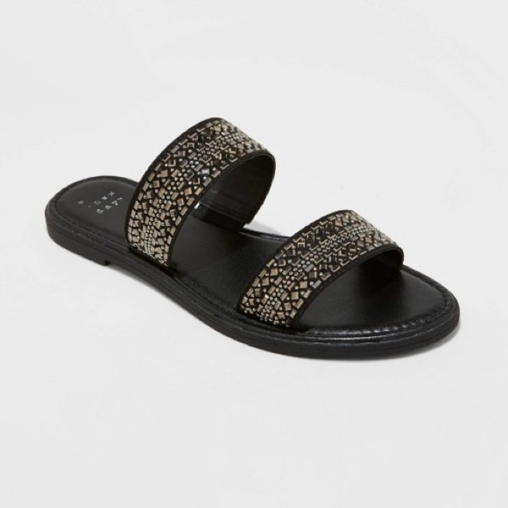 Women’s Kersha Embellished Slide Sandals Black - A New Day
